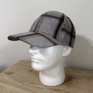 Aerie Gray Flannel Plaid Baseball Hat Cap‎ Adjustable Strapback OSFM